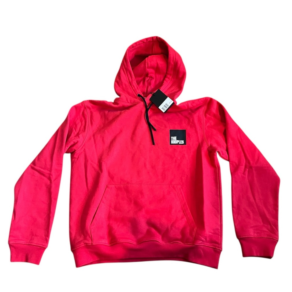 NWT The Kooples Cotton Fleece Logo Print Loose Fit Hoodie - red